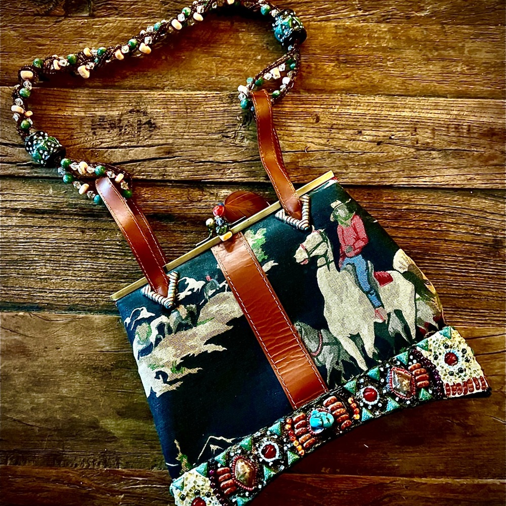 Mary Francis Happy Trails Beaded Shoulder Bag
